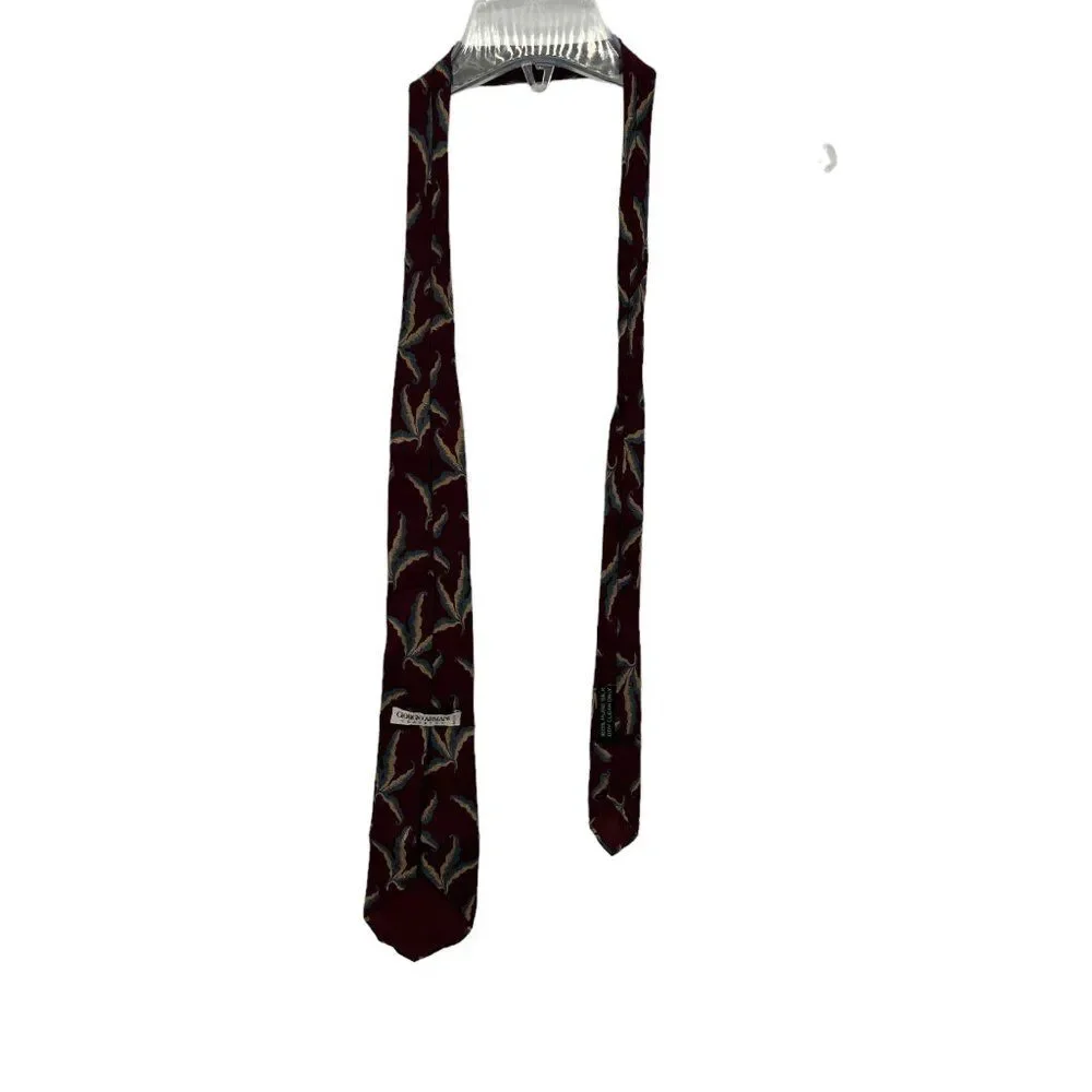 Vintage Giorgio Armani Cravatte Maroon Jacquard Plants Tie